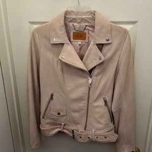 UGG AUSTRALIA SLPN PINK SUEDE LEATHER MOTO BIKER JACKET SIZE S MSRP $595